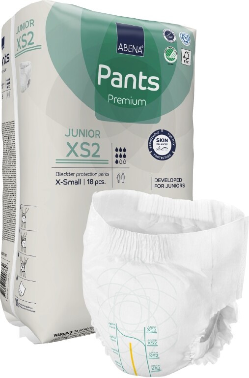 ABENA PANTS PREMIUM JUNIOR XS2 KALHOTKY ABSORPČNÍ NAVLÉKACÍ, PRODYŠNÉ, BOKY 50-75