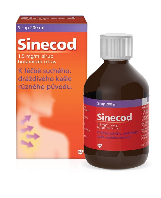 SINECOD 1,5mg/ml sirup proti suchému kašli 200 ml