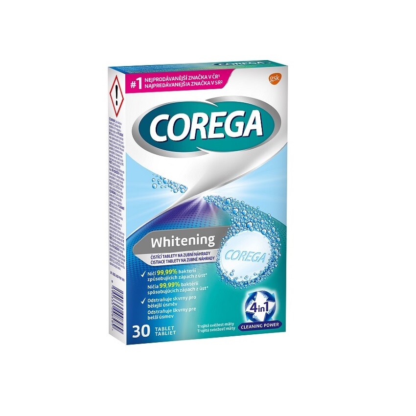 Fotografie Corega whitening čisticí tablety 30ks