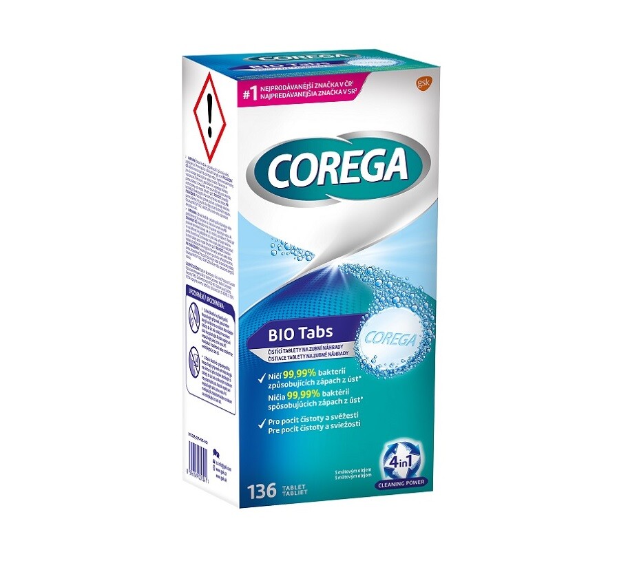 Fotografie Corega Bio Tabs čisticí tablety 136ks