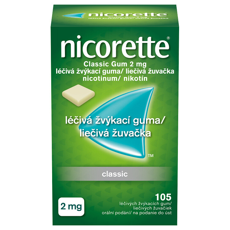 Fotografie NICORETTE CLASSIC GUM 2MG léčivé žvýkací gumy 105