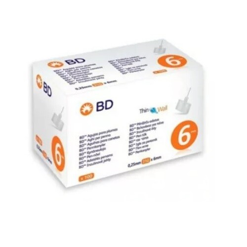 BD INZULÍNOVÉ JEHLY K JEDNORÁZOVÉMU POUŽITÍ BD JEHLIČKY K INZULÍNOVÝM PERŮM 6MM, 31G - TENKOST