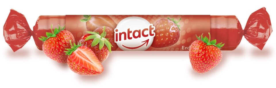 Intact hroznový cukr s vit.C jahoda 16ks
