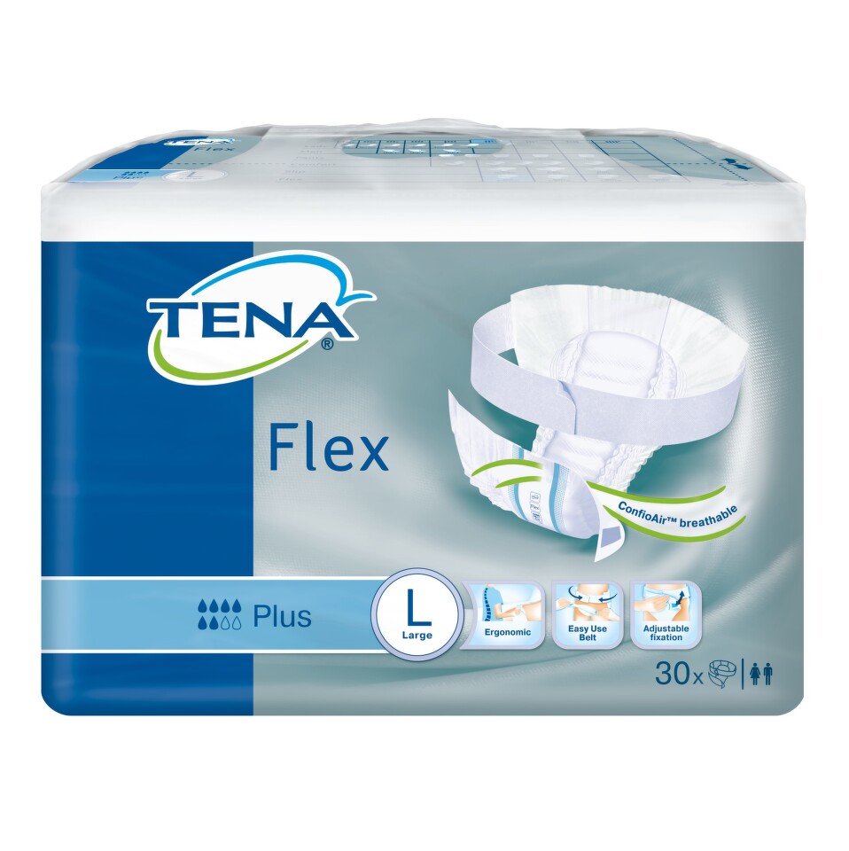 Fotografie TENA Flex Plus Large - Inkontinenční kalhotky s páskem na suchý zip (30ks)