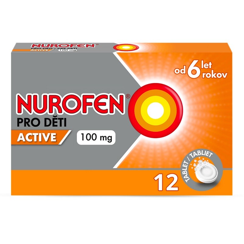 Fotografie NUROFEN PRO DĚTI ACTIVE 100MG perorální TBL DIS 12 Reckitt Benckiser