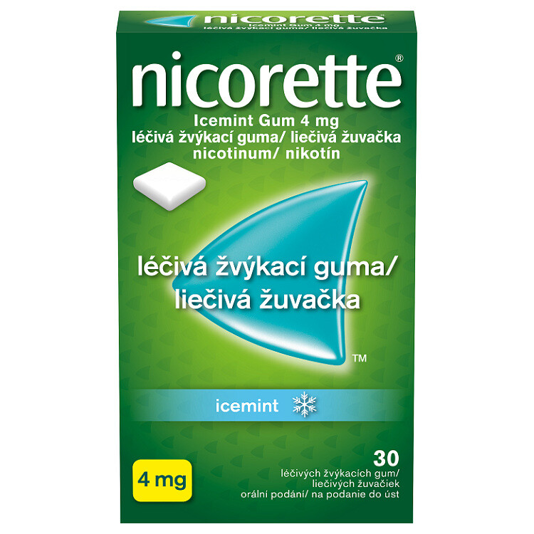 Fotografie NICORETTE ICEMINT GUM 4MG léčivé žvýkací gumy 30