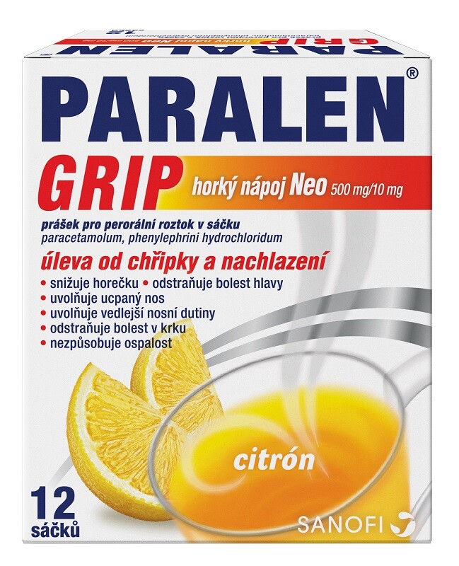 PARALEN GRIP HORKÝ NÁPOJ NEO 500MG/10MG perorální PLV SOL SCC 12