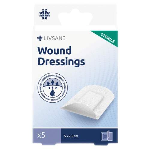 LIVSANE Sterilní náplasti na rány 5x7.5cm 5ks
