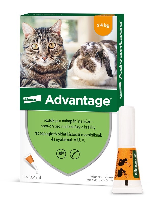 Advantage 40mg malé kočky+králíci spot-on 1x0.4ml
