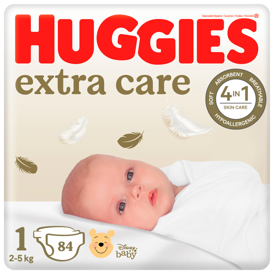 HUGGIES extra care 1 2-5kg 84ks