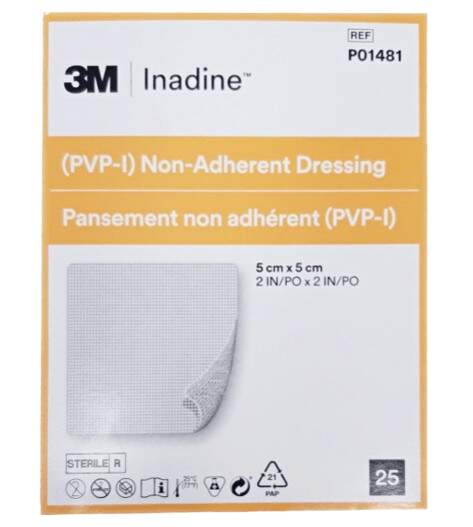 INADINE NEADHERENTNÍ KRYTÍ S POVIDION JODEM 5X5CM, 25KS V BALENÍ