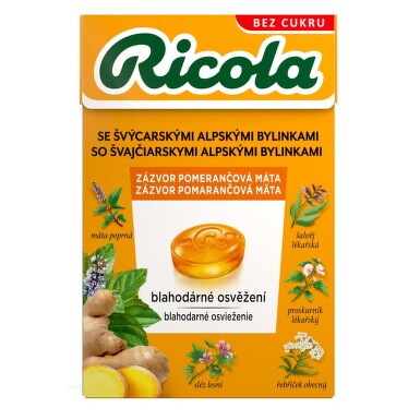 RICOLA Zázvor pomerančová máta bez cukru 40g