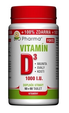 Vitamín D3 Forte 1000 I.U.tbl.90+90 BIO-Pharma