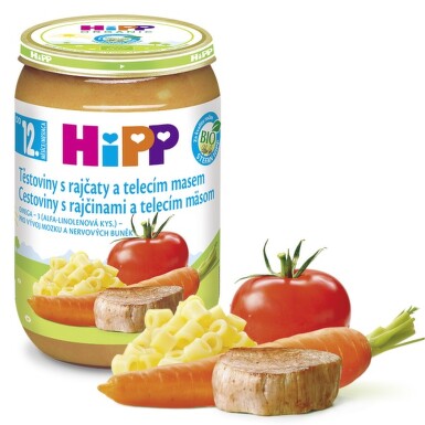HiPP MENU BIO Těst.s rajčaty a telecím mas.220g