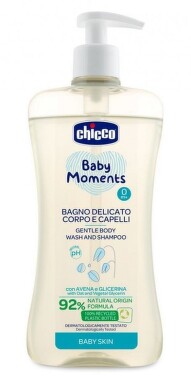 CHICCO Baby Moments Šampon jemný na vlasy a tělo s dávkovačem 500ml
