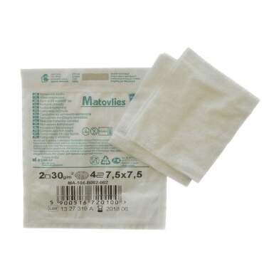MATOPAT MATOVLIES KOMPRESY Z NETKANÉ TEXTILIE STERILNÍ 7,5CMX7,5CM,2