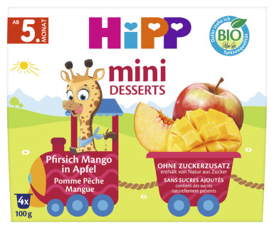 HiPP Jablka s broskvemi BIO 4m 4x100g