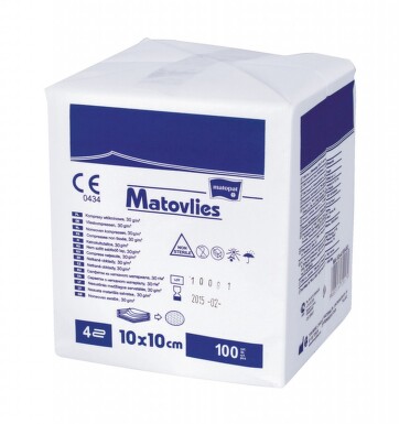 KOMPRESY Z NETKANÉ TEXTILIE NESTERILNÍ MATOPAT MATOVLIES 10CMX10CM,100KS