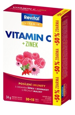Revital Vitamin C + zinek+echinacea+šípek tbl.45