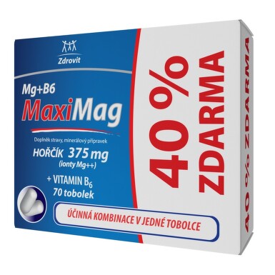 MaxiMag Hořčík 375mg+B6 40% ZDARMA 70 tobolek