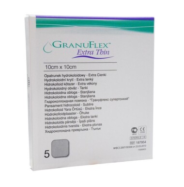 GRANUFLEX EXTRA TENKÝ 10X10 CM, HYDROKOLOIDNÍ KRYTÍ, 5 KS