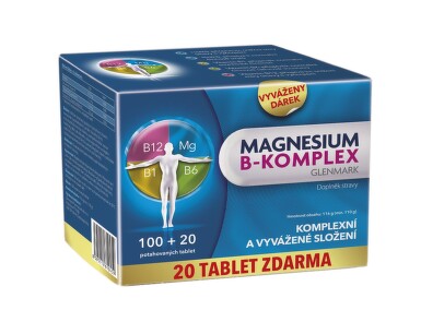 Magnesium B-komplex Glenmark 100+20 potah.tablet.