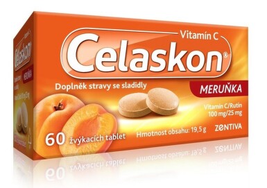 Celaskon meruňka 100mg 60 žvýkacích tablet