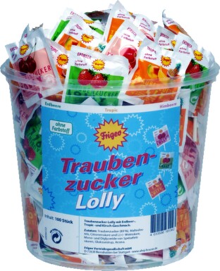 Traubenzucker Lolly lízátka 100ks z hroz.cukru