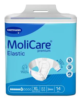 KALHOTKY ABSORPČNÍ MOLICARE PREMIUM ELASTIC EXTRA-LARGE BOKY 140-175CM,2762ML,14KS