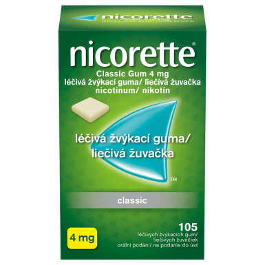 NICORETTE CLASSIC GUM 4 MG orální podání léčivé žvýkací gumy 105X4MG
