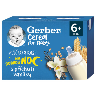 Gerber Cereal Ml.s kaší dobr.noc vanil.2x200ml 6M+