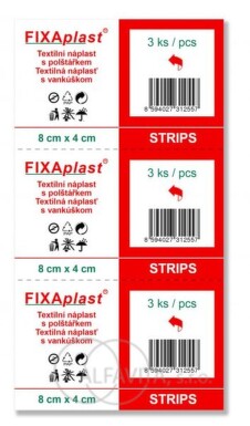 Náplast Fixaplast strip 8x4cm 3ks