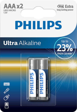Baterie Ultra Alkaline AAA PHILIPS LR03E2B/10 2ks