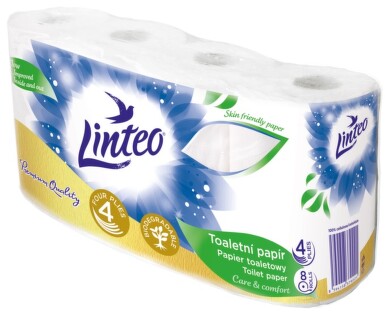Toaletní papír LINTEO 4-vrstvý bílý 8 rolí