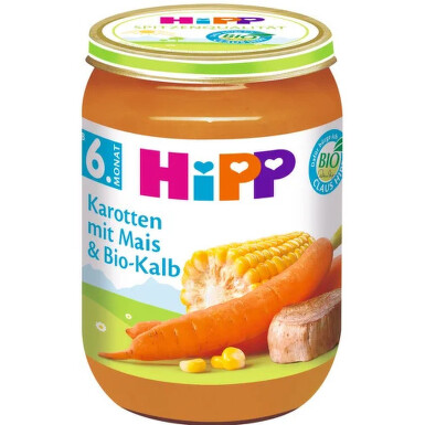 HiPP BABY BIO Mrkev s kukuřicí a BIO telecím 190g