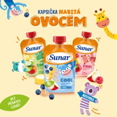 Sunar Cool ovocná kapsička hruška, banán, mango 12m+, 120 g