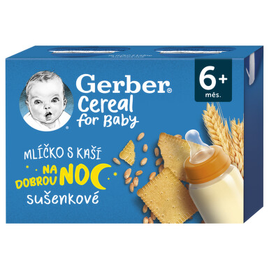 Gerber Cereal Ml.s kaší dobr.noc sušen.2x200ml 6M+