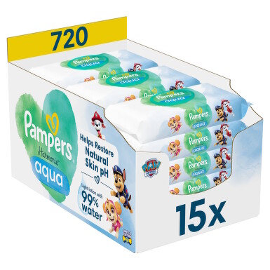 Pampers Harmonie Aqua čist.ubr.Paw patrol 15x48ks
