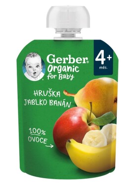 Gerber Kapsička hruška/jablko/banán BIO 90g 4M