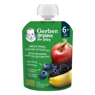 Gerber Kapsička jabl./banán/borův./ostr.BIO 90g 6M