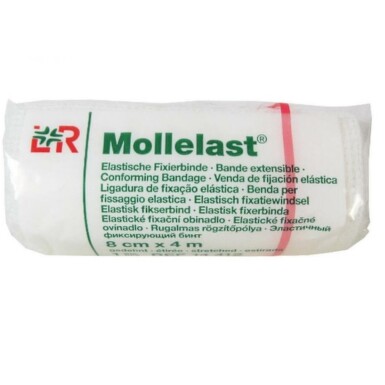 OBINADLO ELASTICKÉ FIXAČNÍ - MOLLELAST 8CMX4M,JEDNOTLIVĚ V CELOFÁNU,REF 14412,1KS