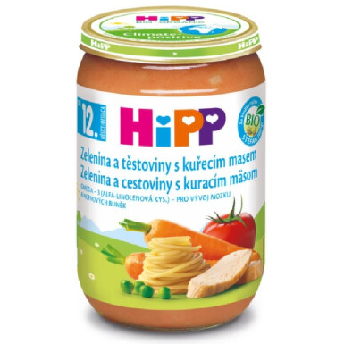 HiPP MENU BIO Zelenina a těstovinami a kuřecím masem 220g