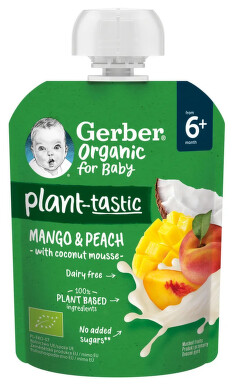 Gerber Kapsička mango a broskev s kokosovým mlékem BIO 80g 6M+