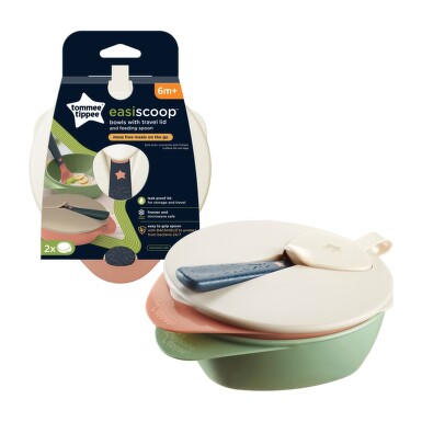 Tommee Tippee Easy Misky s víčk.a lžičkou 6m+ 2ks