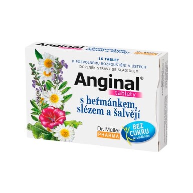 Anginal tablety s heřmánkem+slézem tbl.16