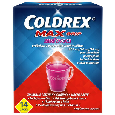 COLDREX MAXGRIP LESNÍ OVOCE 1000MG/10MG/70MG perorální prášek pro roztok v sáčku 14 II