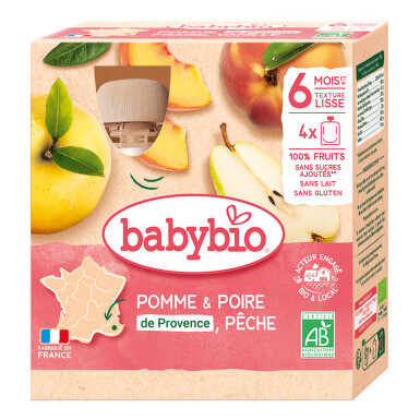 BABYBIO 4x kapsička jablko hruška broskev 90 g