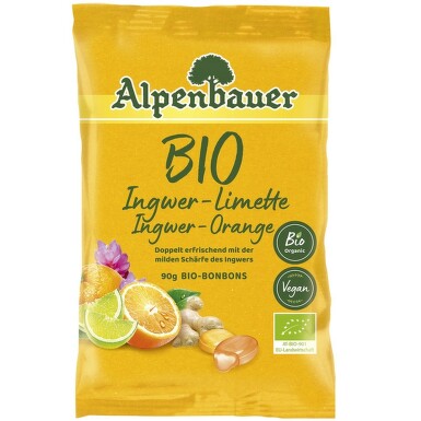 Alpenbauer Bonbóny Zázvor-pomeranč-limetka BIO 90g