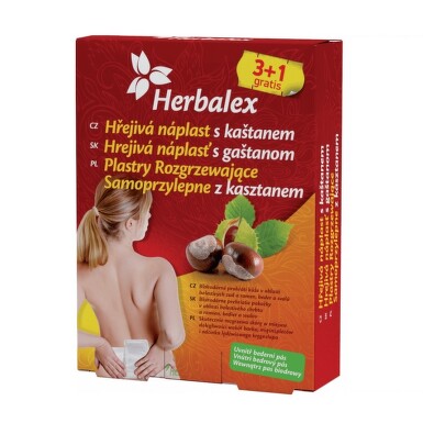 Herbalex hřejivá náplast s kaštanem 3ks+1ks