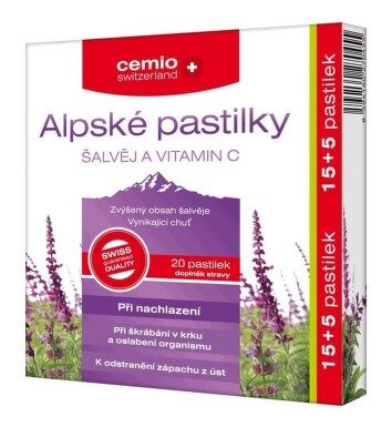 Cemio Alpské pastilky ŠALVĚJ A VITAMIN C pst.15+5